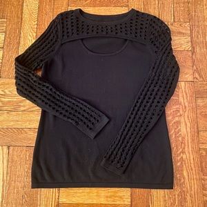 Bailey44 Fishnet sleeves Black Knitted Sweater top Size M